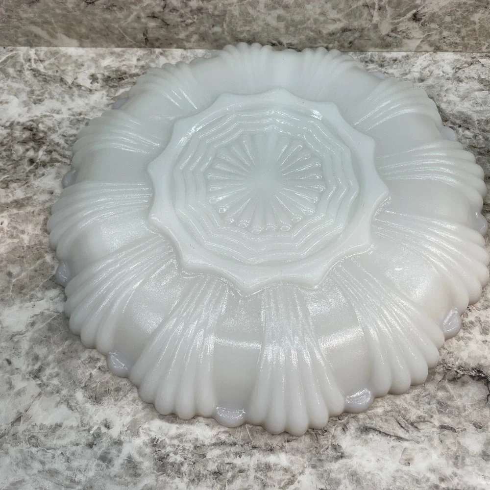 Vintage milk glass divided serving dish Set of 2